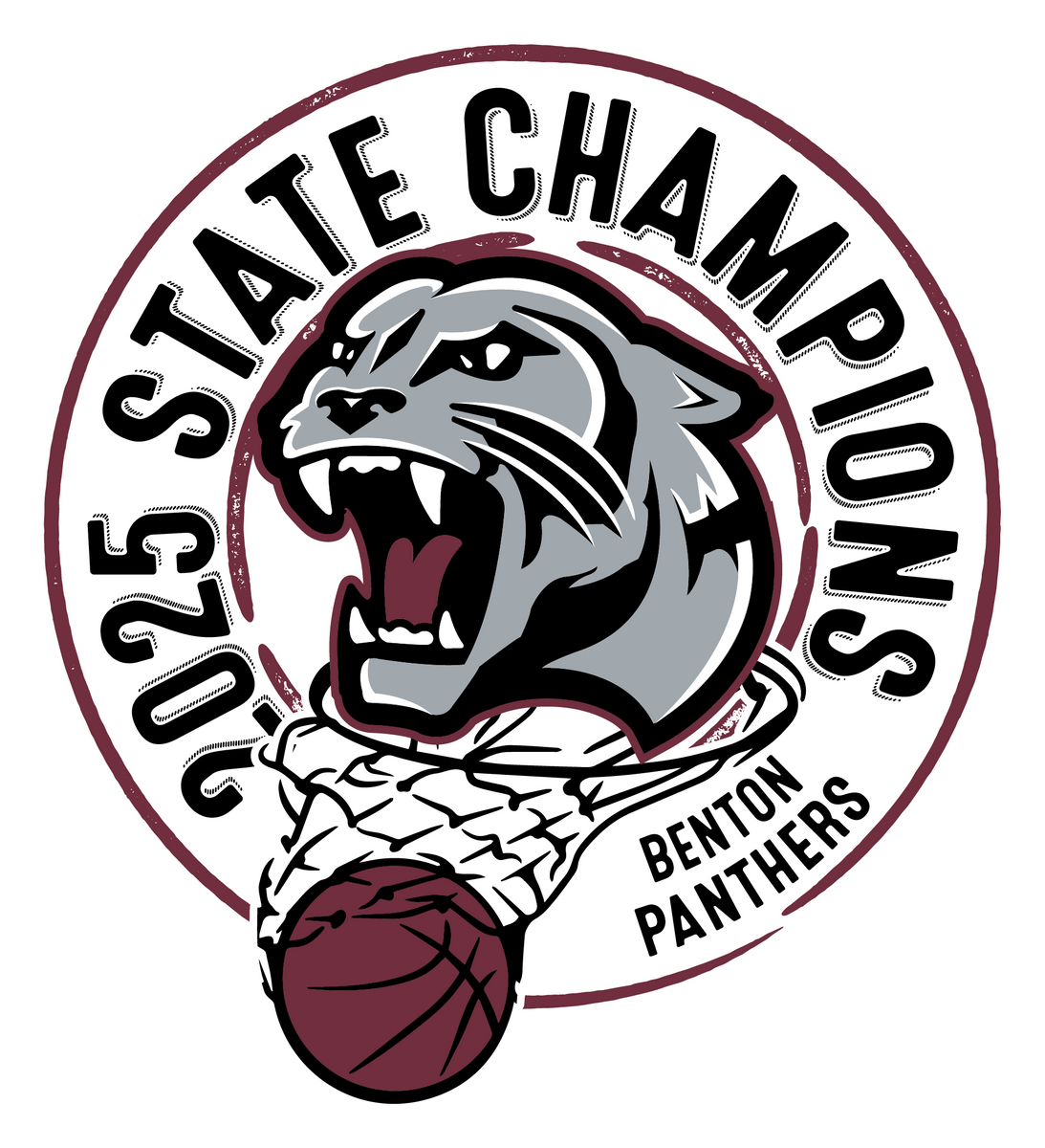Benton Panthers Boys Basketball Champion Sticker, image size:1093x1200