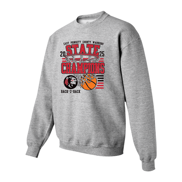 East Poinsett County Warriors 2025 Boys Basketball Champions Youth Crewneck Sweatshirt