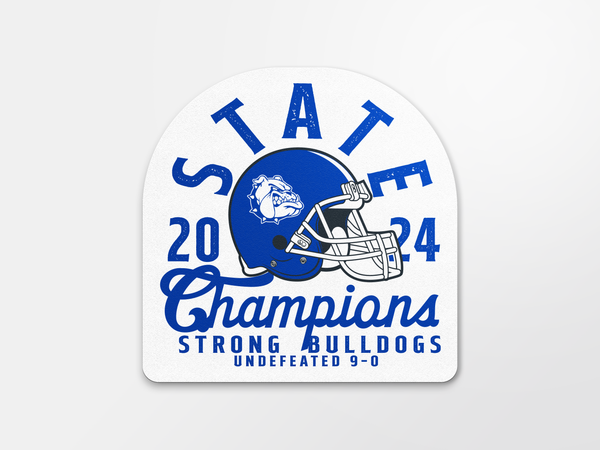 Strong Bulldogs Mascot Overlay State Champion Sticker