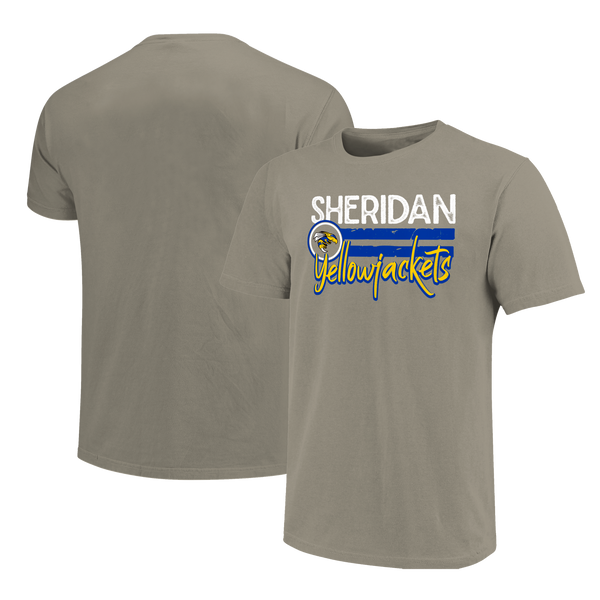 Sheridan Yellowjackets Distressed Lines Unisex Cotton T-Shirt