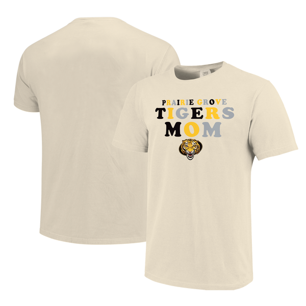Prairie Grove Tigers Rainbow Letters Mom Comfort Color Short Sleeve T-Shirt