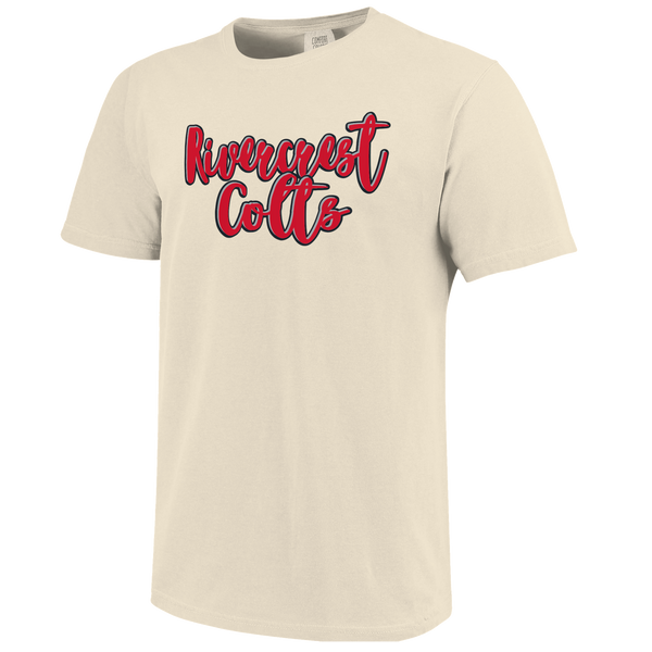 Rivercrest Colts Script Outlines Comfort Color Short Sleeve T-Shirt