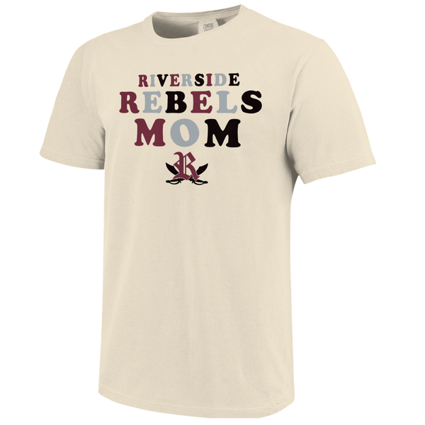 Riverside Rebels Rainbow Letters Mom Comfort Color Short Sleeve T-Shirt