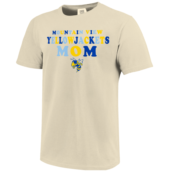 Mountain View Yellowjackets Rainbow Letters Mom Comfort Color Short Sleeve T-Shirt