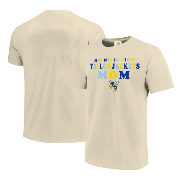 Mountain View Yellowjackets Rainbow Letters Mom Comfort Color Short Sleeve T-Shirt