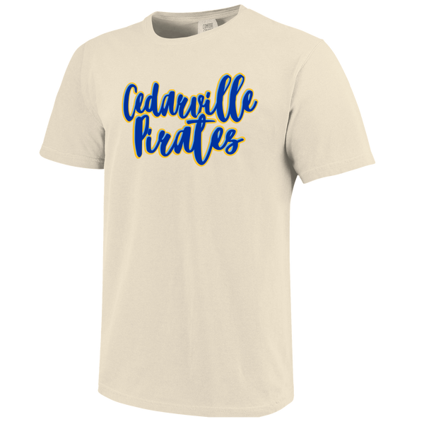 Cedarville Pirates Script Outlines Comfort Color Short Sleeve T-Shirt