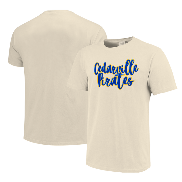 Cedarville Pirates Script Outlines Comfort Color Short Sleeve T-Shirt