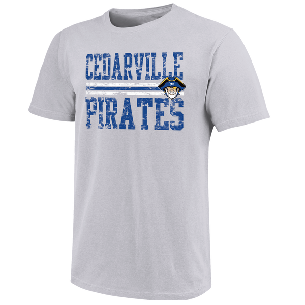 Cedarville Pirates Distress Overlay Unisex Cotton T-Shirt