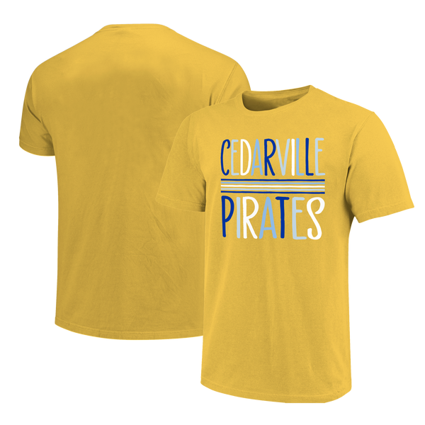 Cedarville Pirates Color Sketch Letters Unisex Cotton T-Shirt