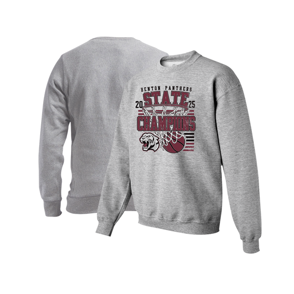 Benton Panthers 2025 Boys Basketball Champions Youth Crewneck Sweatshirt
