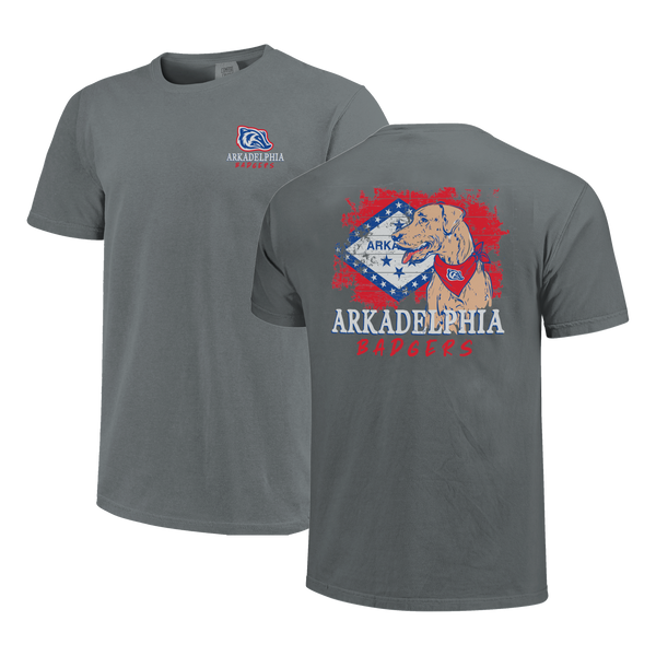 Arkadelphia Badgers School Dog and State Flag Comfort Color T-Shirt