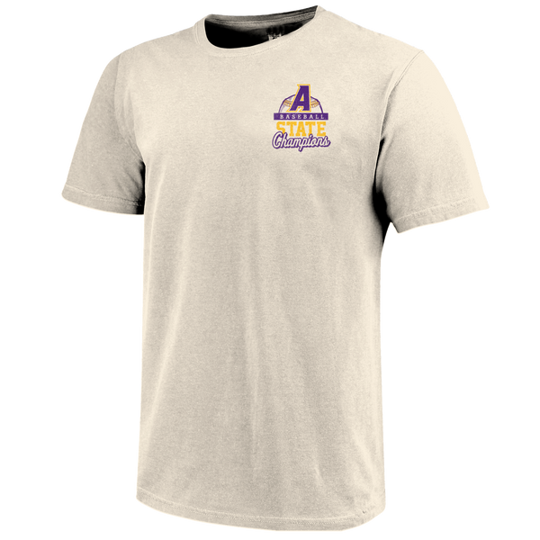 Ashdown Panthers 2025 Baseball Pinstripe State Champs Short Sleeve Comfort Color T-Shirt