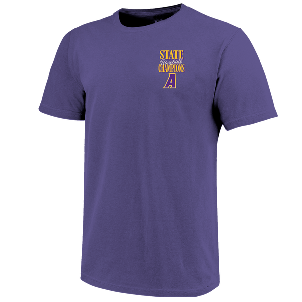 Ashdown Panthers 2025 Baseball State Champs Pinstripe Stack Short Sleeve Comfort Color T-Shirt