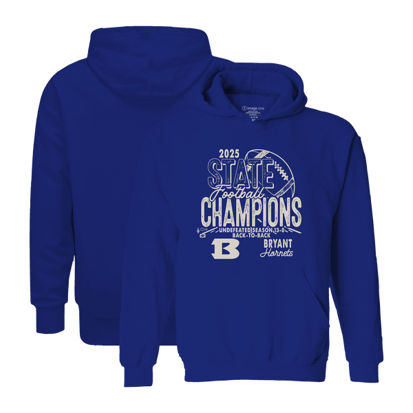 Bryant Hornets 2025 Football State Champs Youth Hooded Sweatshirt