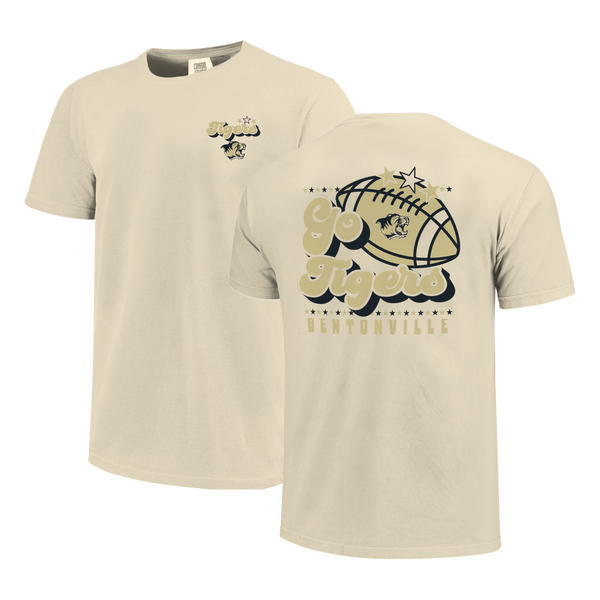 Bentonville Tigers Retro Football Star Comfort Color T-Shirt