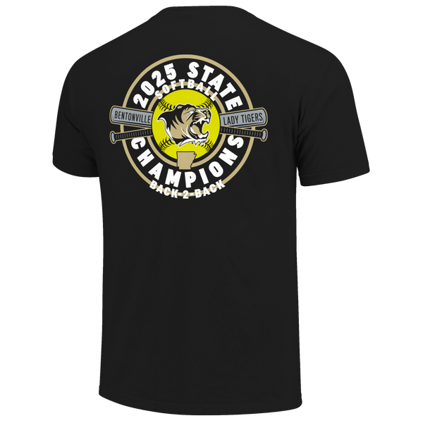 Bentonville Tigers 2025 State Champs Softball Badge Short Sleeve Comfort Color T-Shirt