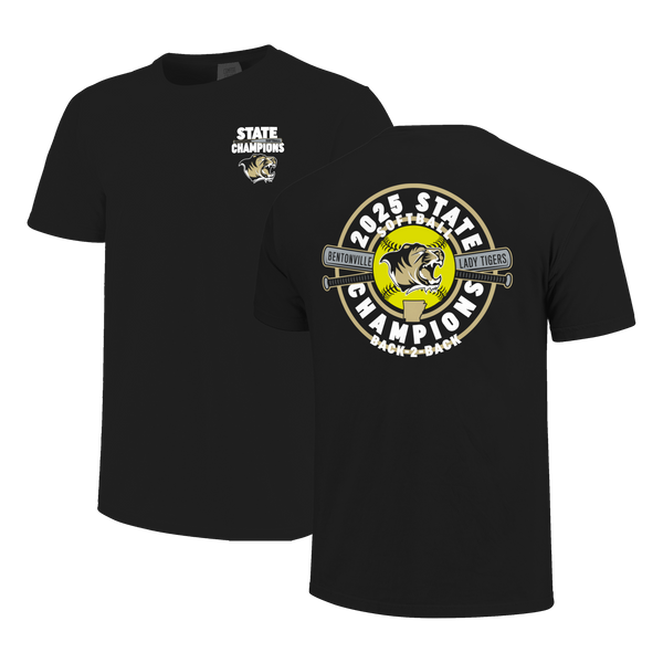 Bentonville Tigers 2025 State Champs Softball Badge Short Sleeve Comfort Color T-Shirt