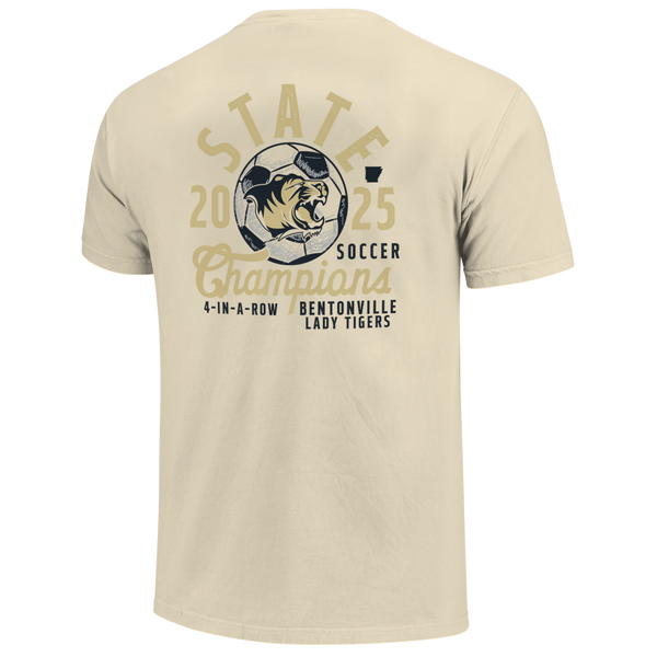 Bentonville Tigers 2025 Simple Girls Soccer State Champs Short Sleeve Comfort Color T-Shirt