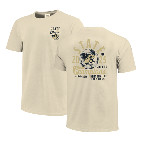 Bentonville Tigers 2025 Simple Girls Soccer State Champs Short Sleeve Comfort Color T-Shirt