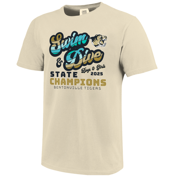 Bentonville Tigers 2025 State Swim Champs Short Sleeve Comfort Color T-Shirt