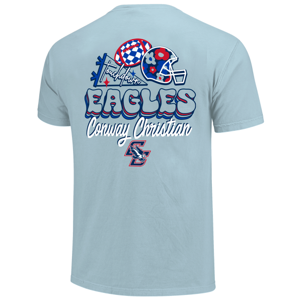 Conway Christian Eagles Floral Football Comfort Color T-Shirt