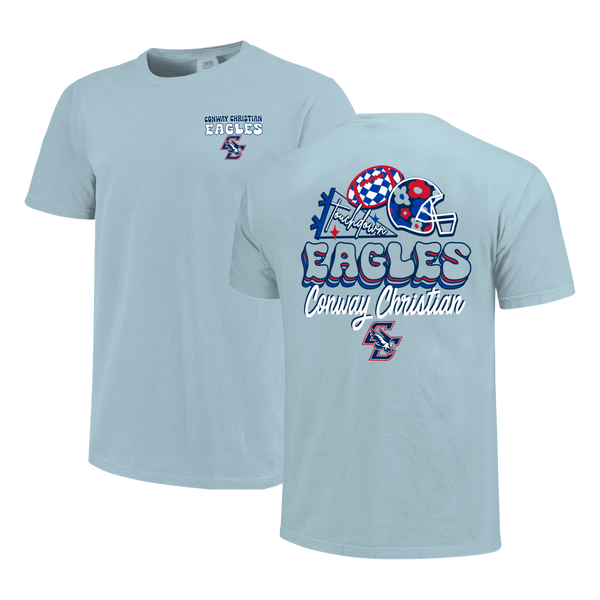 Conway Christian Eagles Floral Football Comfort Color T-Shirt