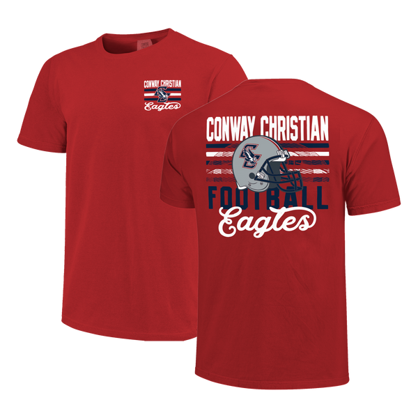 Conway Christian Eagles Bar Stacked Helmet Comfort Color T-Shirt
