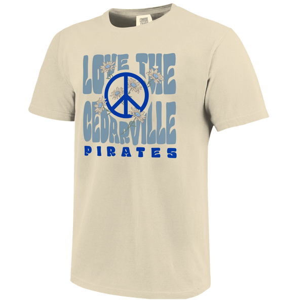Cedarville Pirates Love and Peace Comfort Color T-Shirt