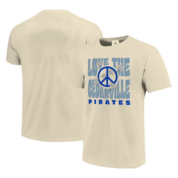 Cedarville Pirates Love and Peace Comfort Color T-Shirt