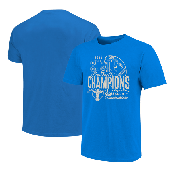 Cross County ThunderBirds 2025 Football State Champs Short Sleeve T-Shirt