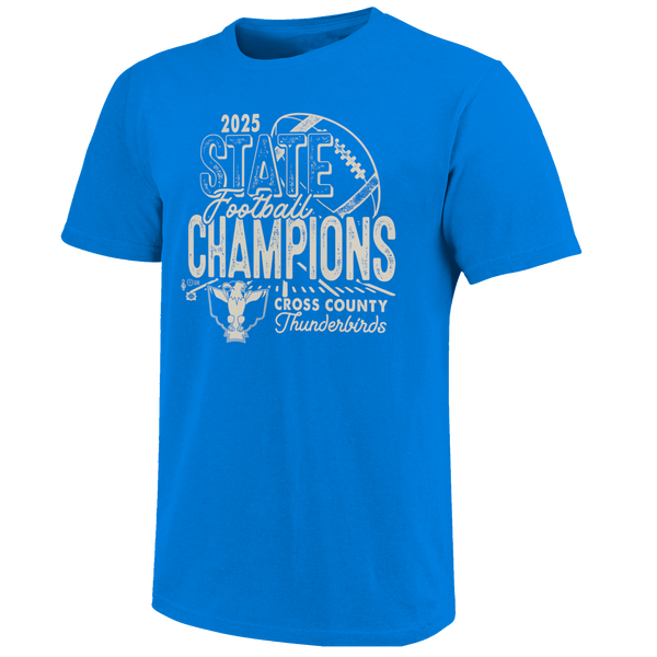 Cross County ThunderBirds 2025 Football State Champs Short Sleeve T-Shirt