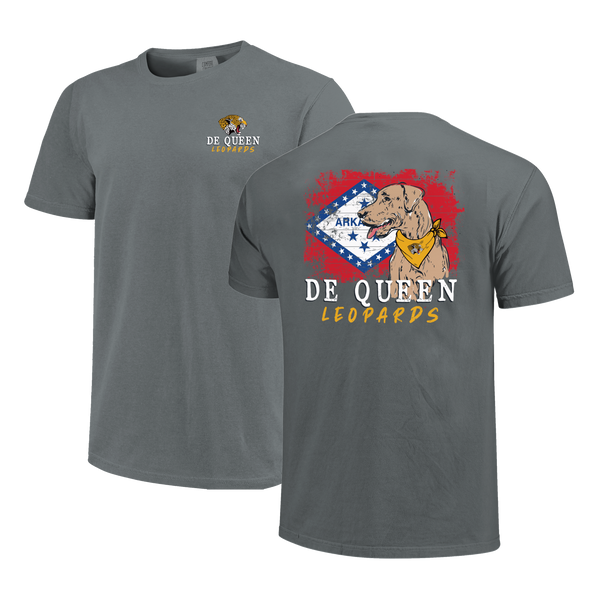 DeQueen Leopards School Dog and State Flag Comfort Color T-Shirt
