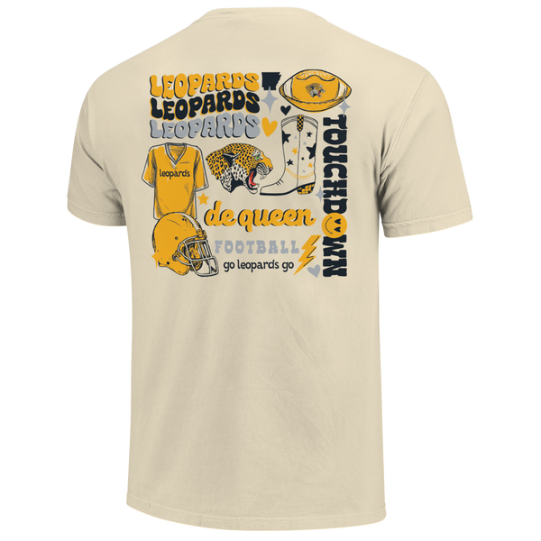 DeQueen Leopards Football Season Comfort Color T-Shirt
