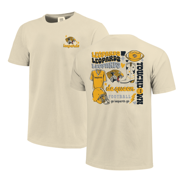 DeQueen Leopards Football Season Comfort Color T-Shirt