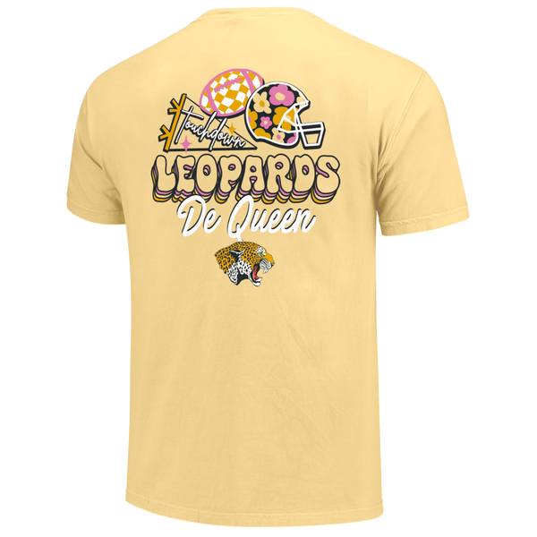 DeQueen Leopards Floral Football Comfort Color T-Shirt