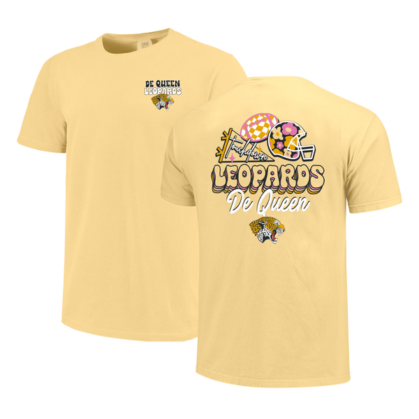 DeQueen Leopards Floral Football Comfort Color T-Shirt