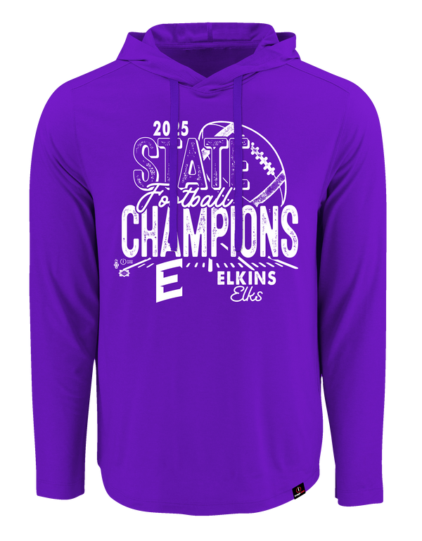 Elkins Elks 2025 Football State Champs Long Sleeve Hooded T-Shirt