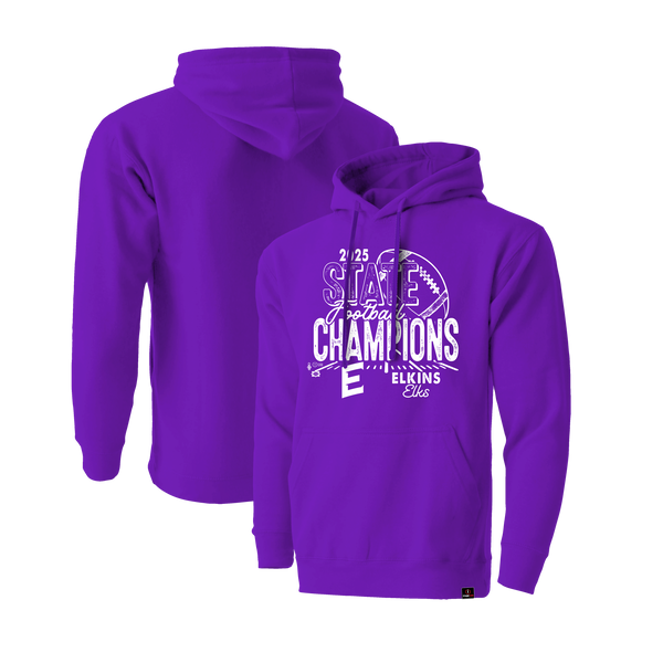 Elkins Elks 2025 Football State Champs Long Sleeve Hooded Sweatshirt
