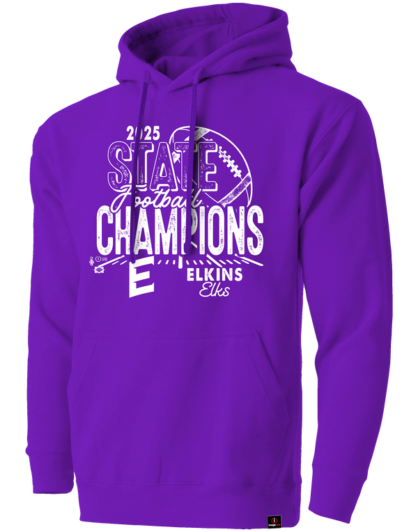 Elkins Elks 2025 Football State Champs Long Sleeve Hooded Sweatshirt