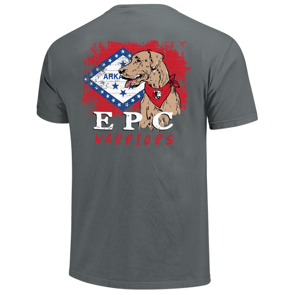 East Poinsett County Warriors School Dog and State Flag Comfort Color T-Shirt