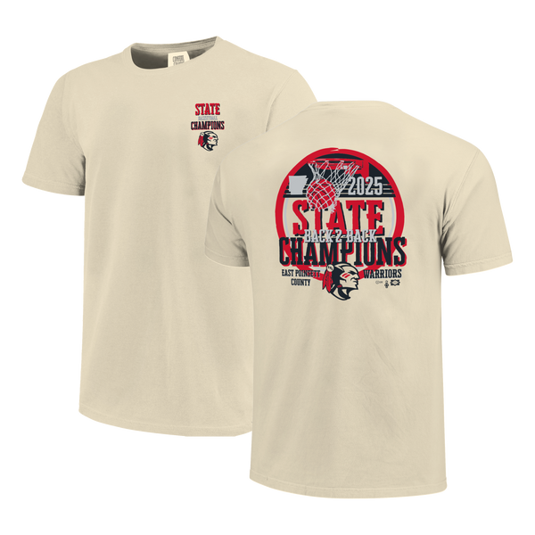 East Poinsett County Warriors 2025 State Champions Net Short Sleeve Comfort Color T-Shirt