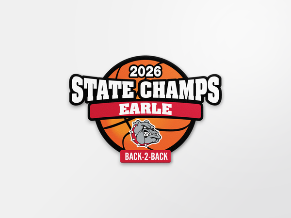 Earle Bulldogs Boys 2026 Basketball State Champs Car Decal