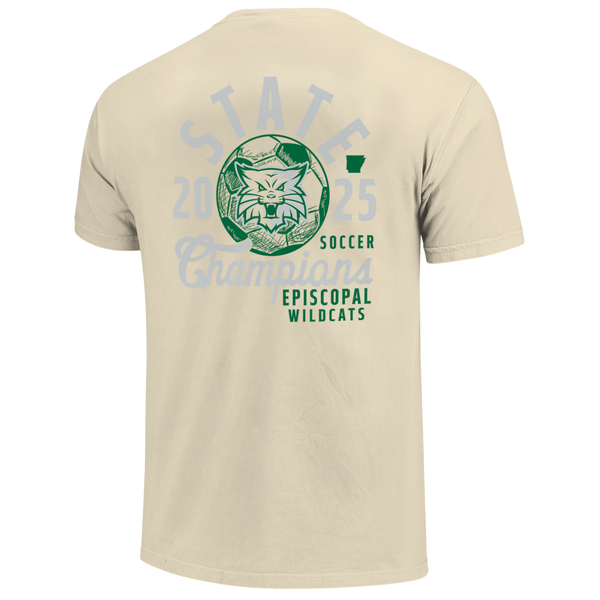 Episcopal Wildcats 2025 Simple Boys Soccer State Champs Short Sleeve Comfort Color T-Shirt