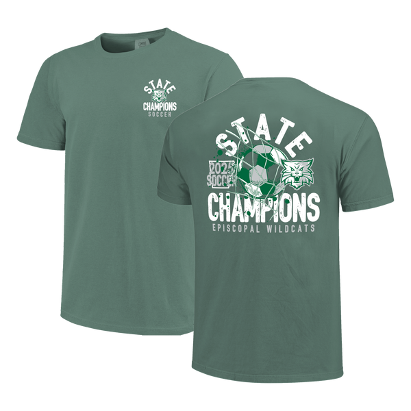 Episcopal Wildcats 2025 Soccer Goal Boys Champs Short Sleeve Comfort Color T-Shirt
