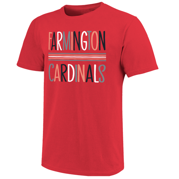 Farmington Cardinals Color Sketch Letters Unisex Cotton T-Shirt