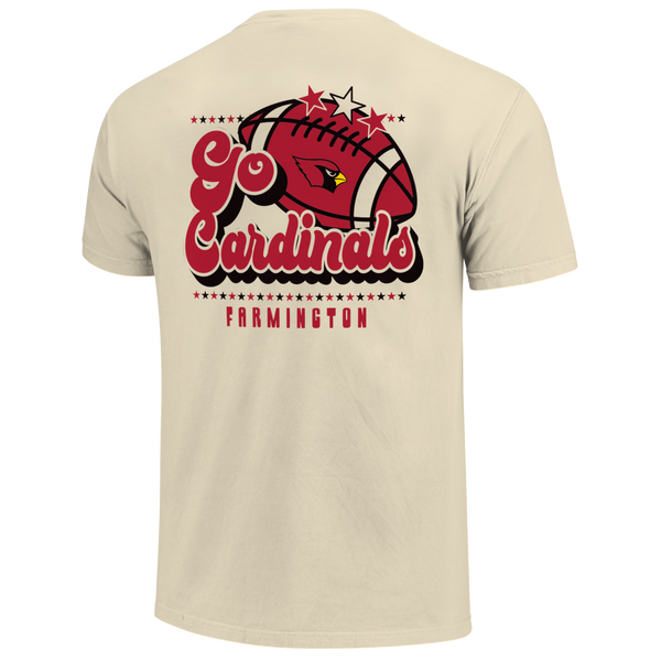 Farmington Cardinals Retro Football Star Comfort Color T-Shirt