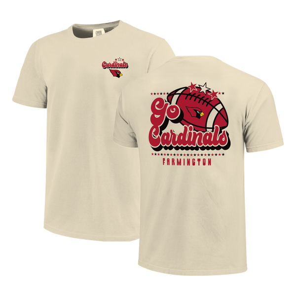 Farmington Cardinals Retro Football Star Comfort Color T-Shirt