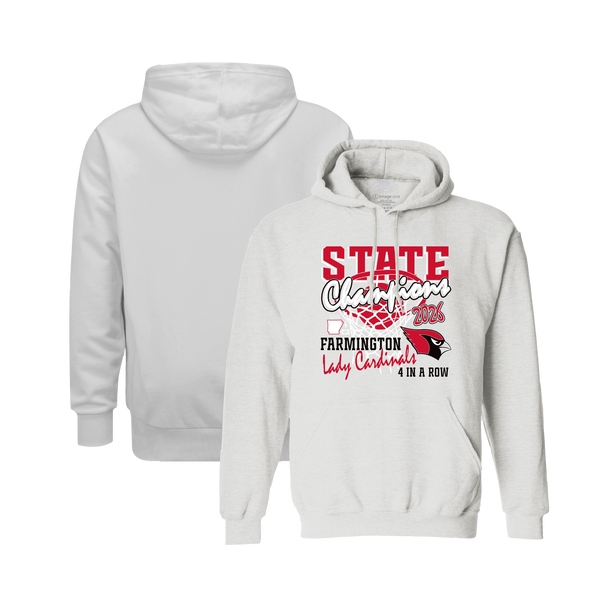 Farmington Cardinals 2026 Girls Basketball State Champs Hooded Sweatshirt