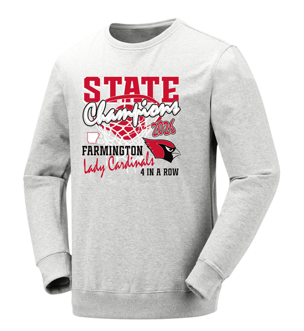 Farmington Cardinals 2026 Girls Basketball State Champs Crewneck Sweatshirt