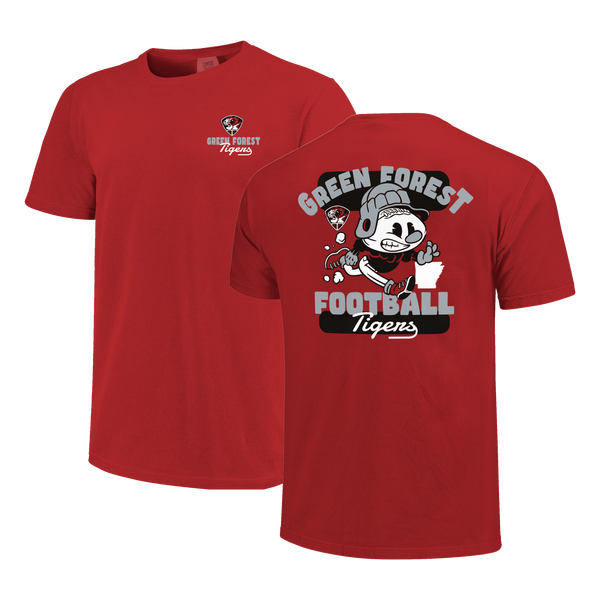 Green Forest Tigers Retro Animated Football Comfort Color T-Shirt